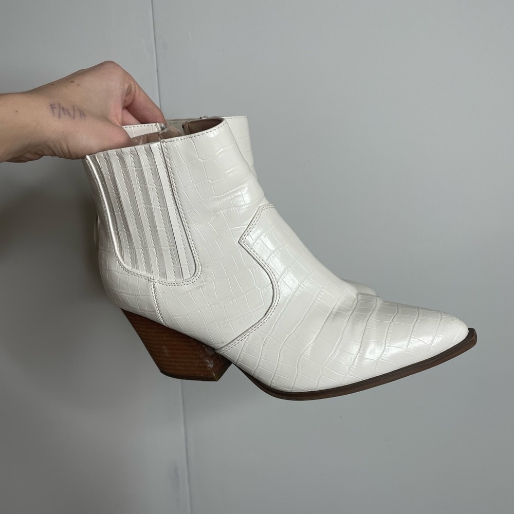 White Cowgirl Ankle Boots